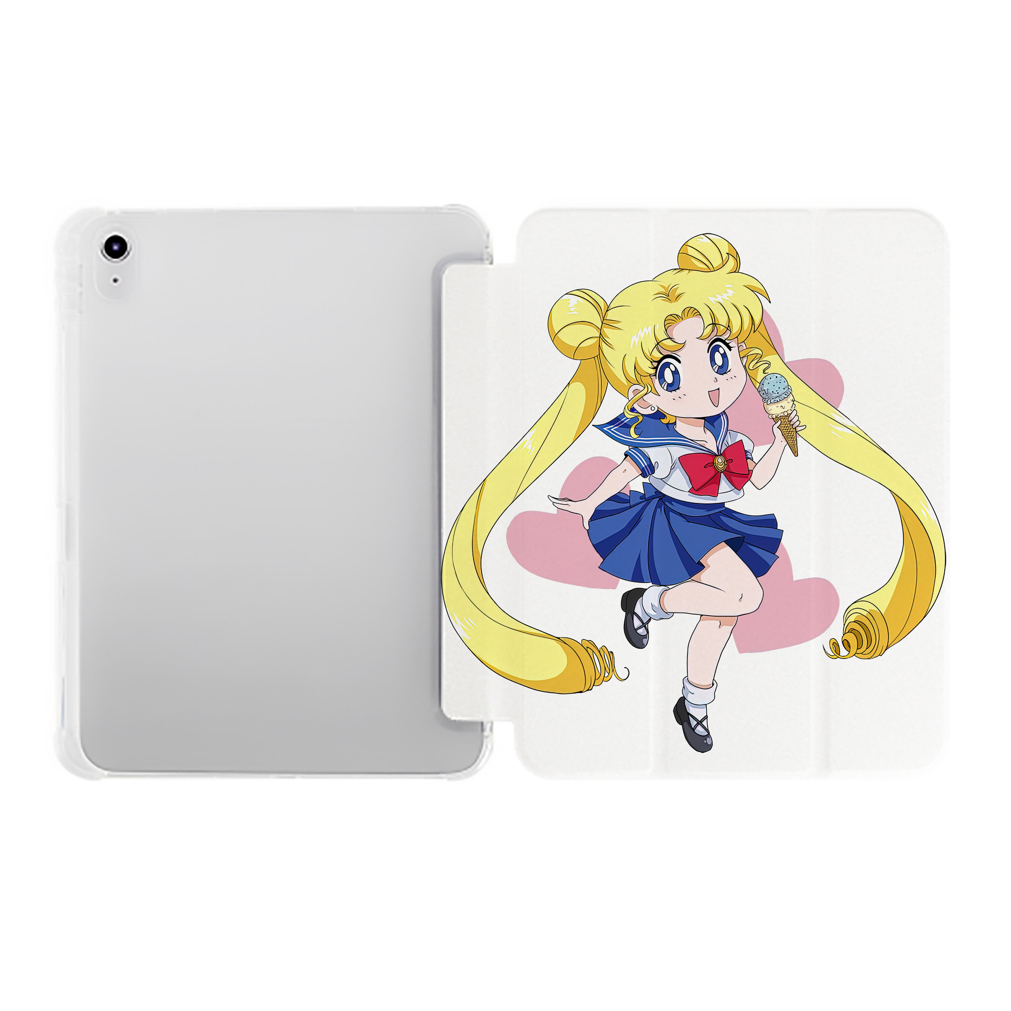 （画像用） 美少女戦士セーラームーン 愛野 美奈子 あいの みなこ Sailor Moon Aino Minako IPad ケース ペン収納付き 三つ折りスタンド PUレザー×シリコン 対応機種9.5/10.5/10.9インチ